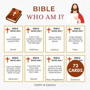Bible Who Am I Game, Printable Bible Trivia for Kids, Fun Church Activity, Sunday School Game, Bible Characters Edition,Womens Ministry Game
