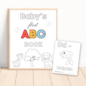 Baby Shower ABC Book, Baby&#39;s First ABC Book, Animal Alphabet Coloring Pages, Printable Baby Shower Activity, Digital Download Fun