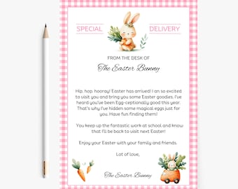 Letter from Easter Bunny, Easter Bunny Letter, Printable Easter Letter,Easter Gift for Kids, Fun Printable Bunny Note,Easter Basket Surprise