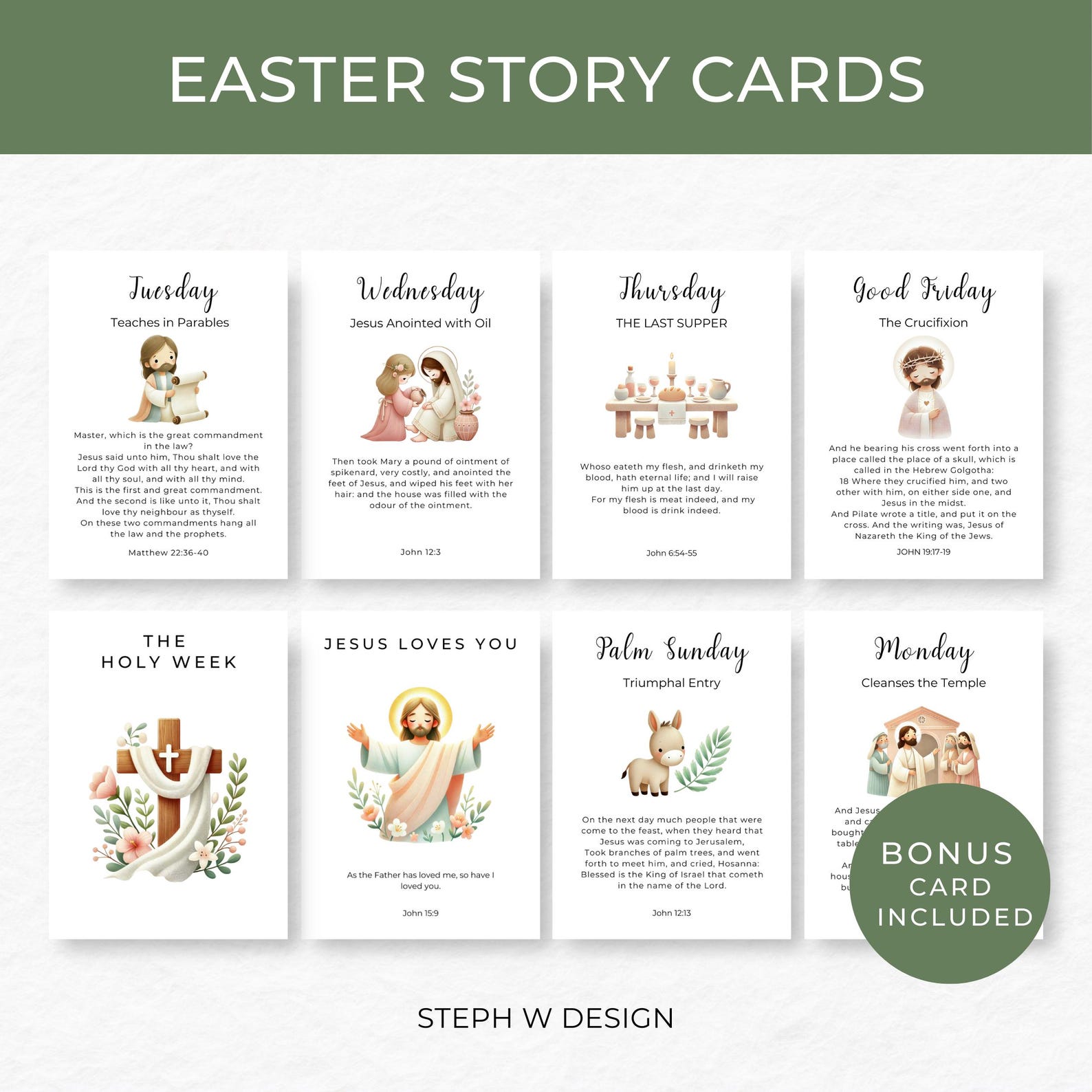 Easter Story Cards for Kids, Christian Easter Cards Pack, Advent ...