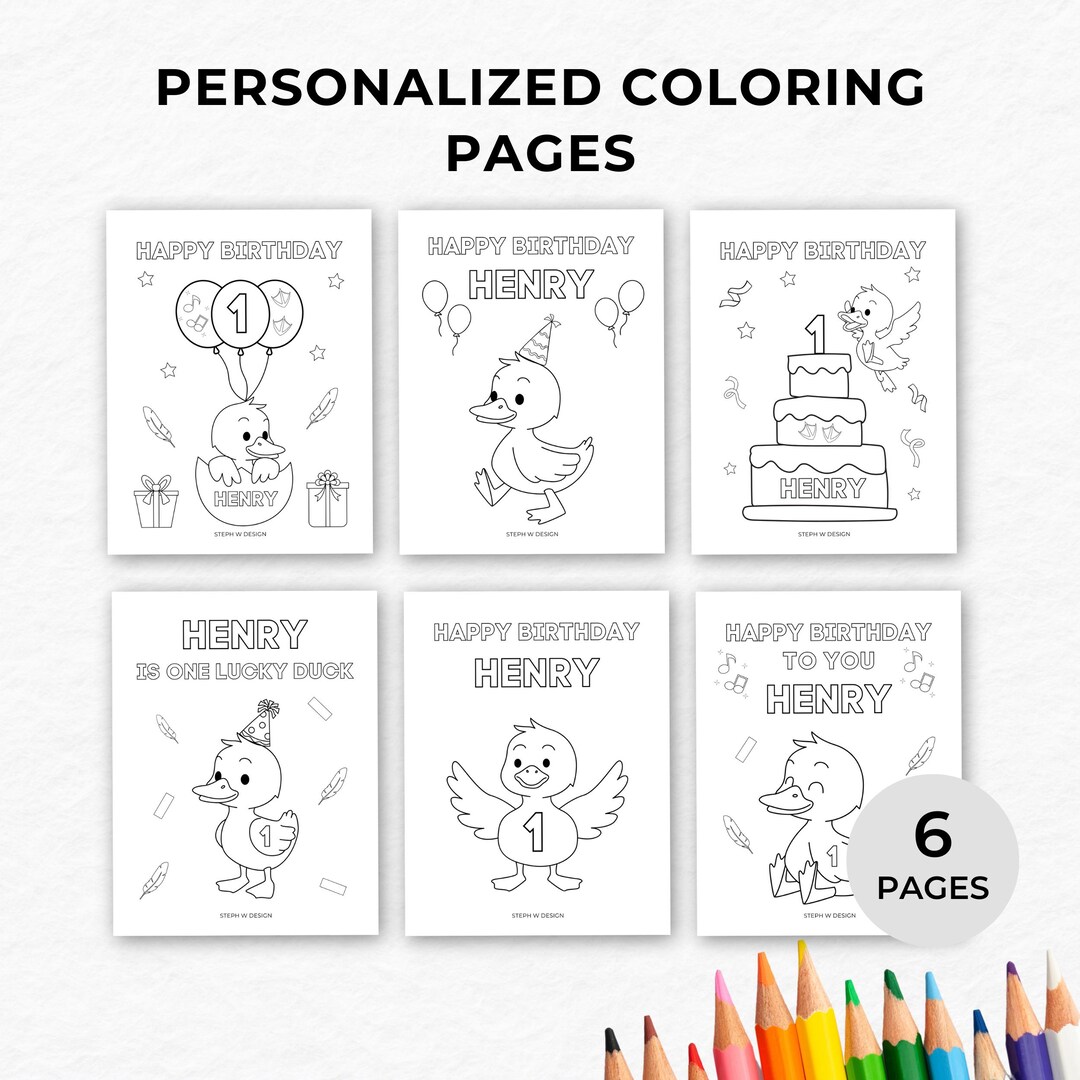 Personalized Mallard Duck Birthday Coloring Pages, One Lucky Duck ...
