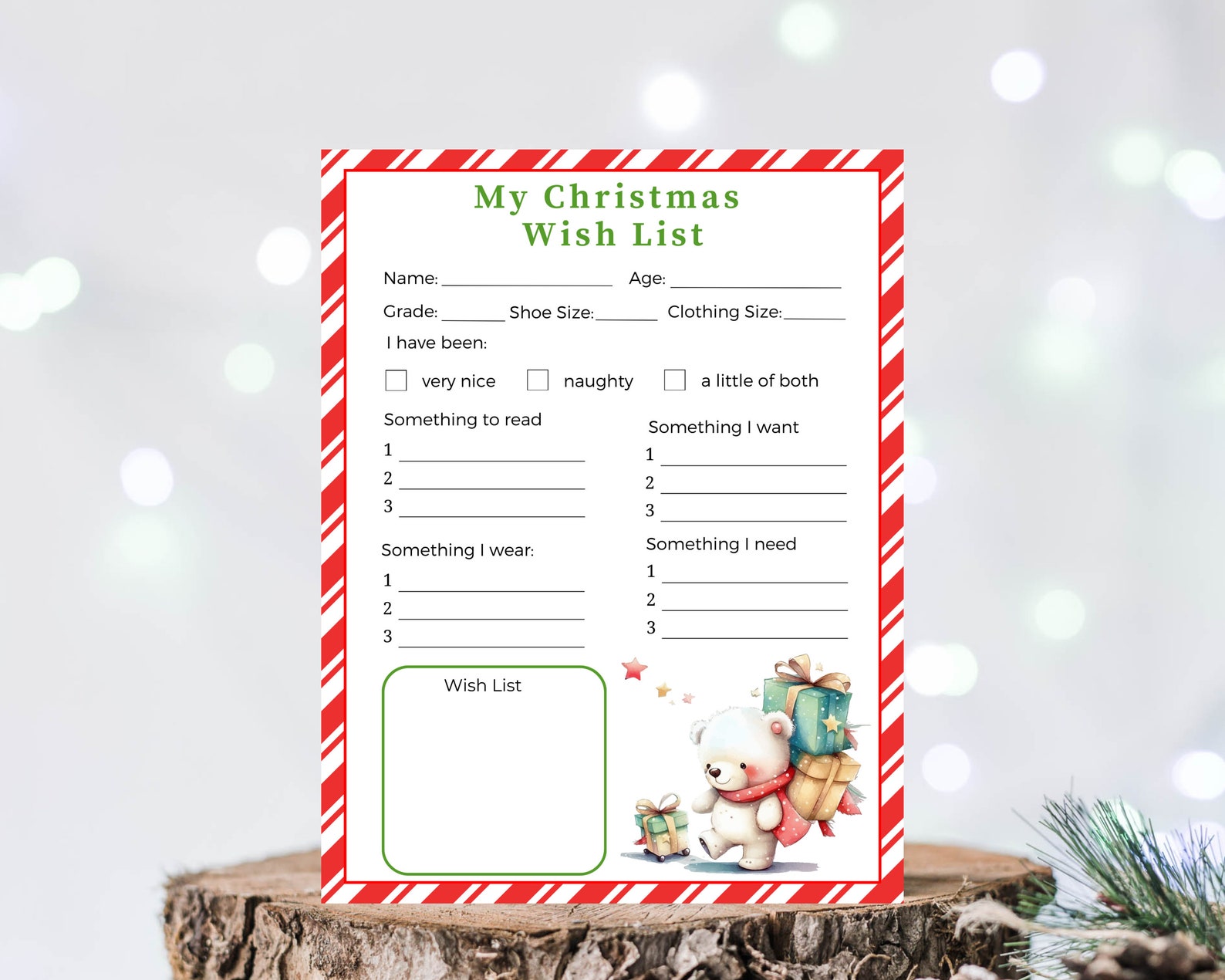 Printable Christmas Wish List, Kids Wish List, Christmas Wish List Printable, Christmas Wish ...
