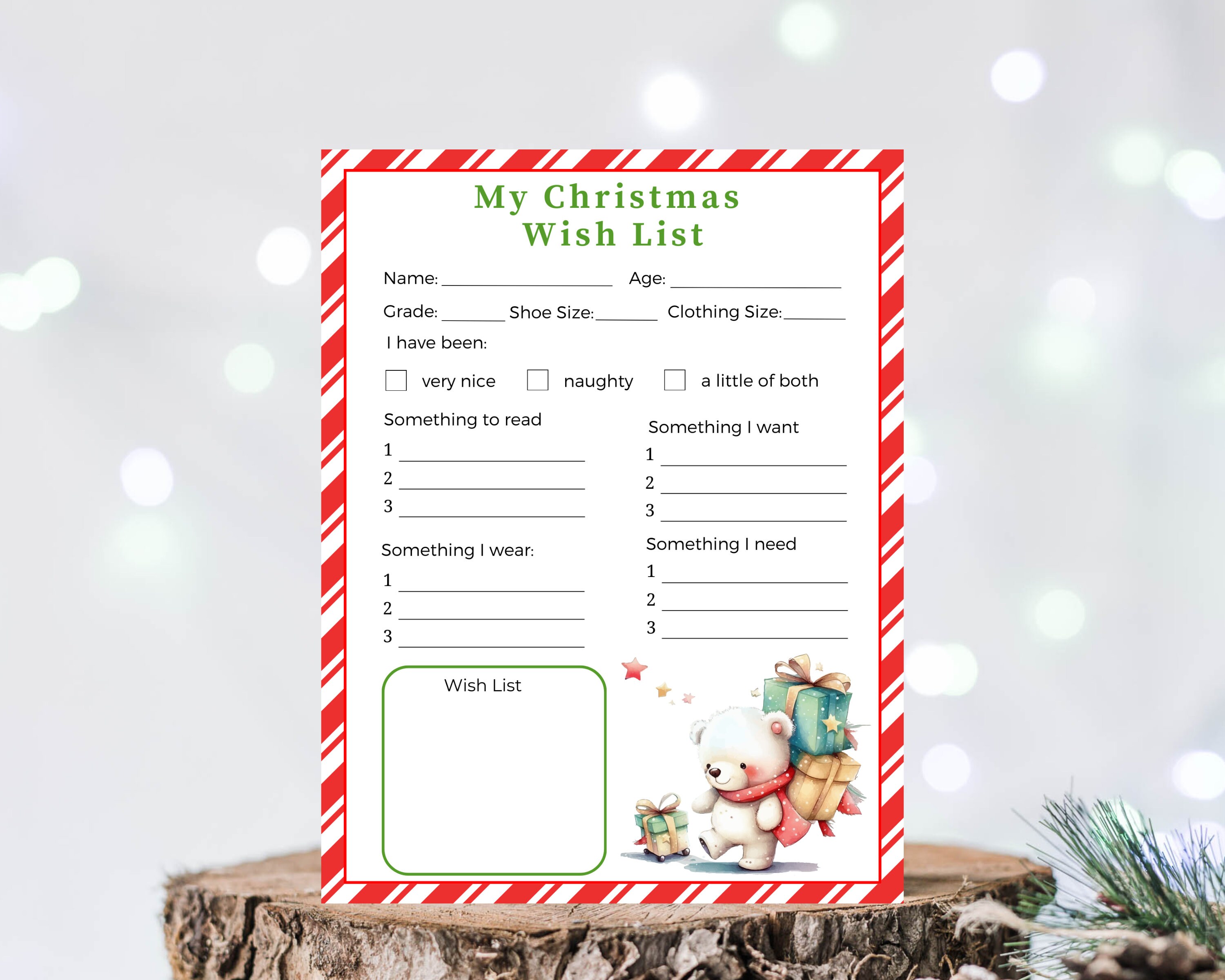 Printable Christmas Wish List, Kids Wish List, Christmas Wish List ...