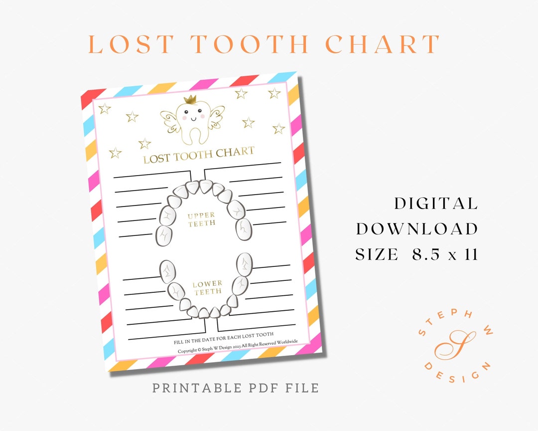 Lost Tooth Chart Printable Lost Tooth Chart Lost Tooth - Etsy