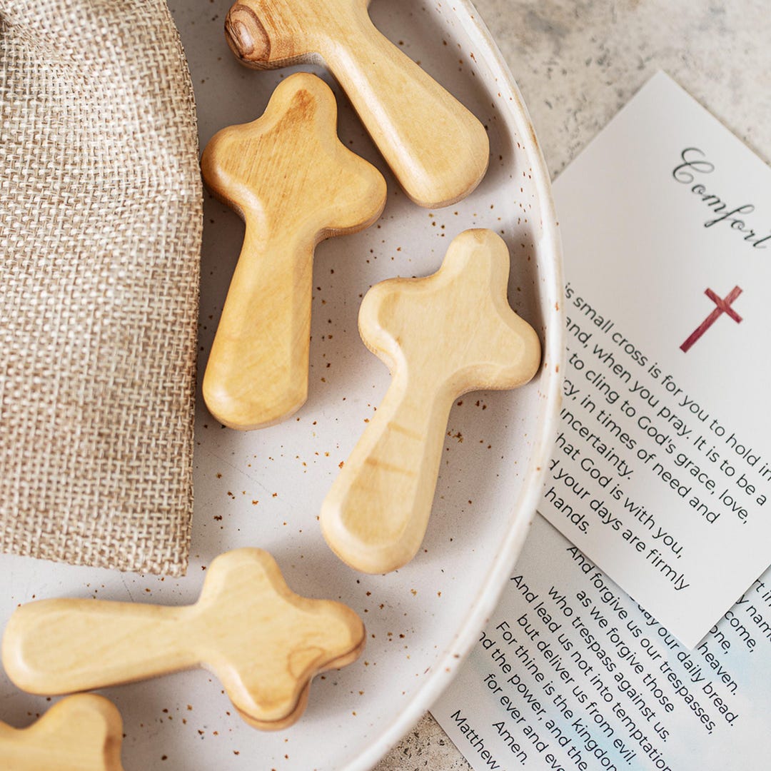 Holy Land Olive Wood Comfort Cross, Pocket Cross, Olive Wood Cross ...