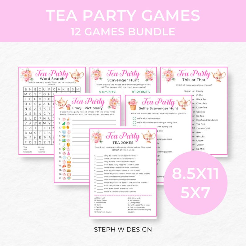Tea Party Games Printable, Fun Tea Party Activities, Bridal Shower ...