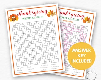 Thanksgiving Word Search Game, Thanksgiving Printable Game,Thanksgiving Trivia, Thanksgiving Party Game, Games For Kids