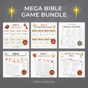 Printable Bible Game Bundle,Fun Christian Activities for Kids & Adults, Church Games, Sunday School Fun, Church Activities,Family Game Night
