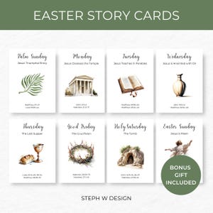Holy Week Bible Study Cards, Easter Advent Cards, Printable Holy Week Study,Easter Scripture Cards, Easter Advent Countdown,Christian Easter