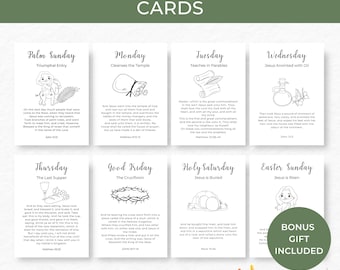 Easter Story Coloring Cards, Printable Kids Activity, Christian Easter Craft, Sunday School Fun for Children, Christian Bible Activity