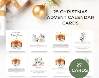 Printable Advent Scripture Cards, Christmas Countdown, Bible Verse Cards,Nativity Printable for Kids,Nativity Story Cards,Nativity Printable