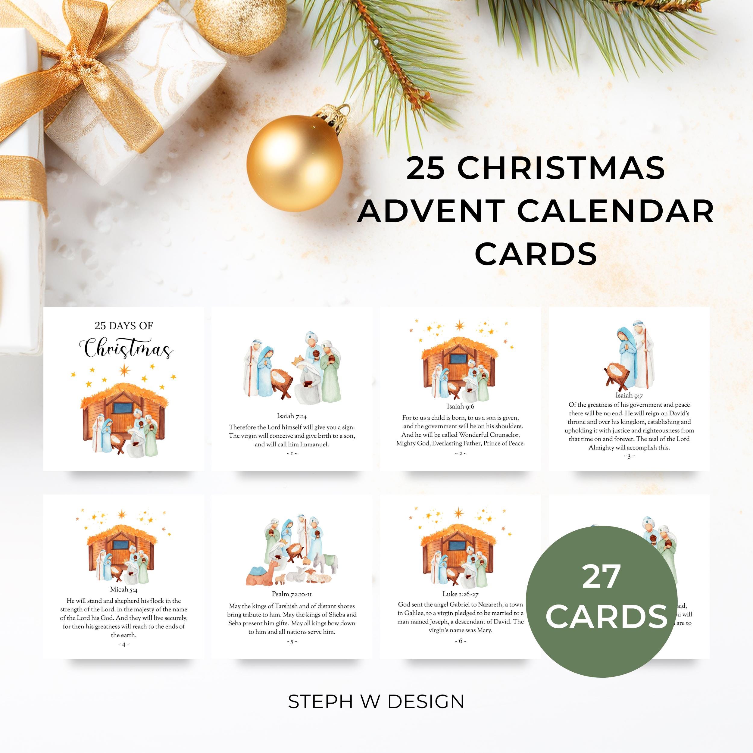 Printable Advent Scripture Cards, Christmas Countdown, Bible Verse ...