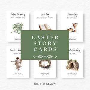 Holy Week Study Cards, Printable Easter Story, Holy Week Countdown, Easter Scripture Cards,  Easter Advent Cards, Holy Week Printable