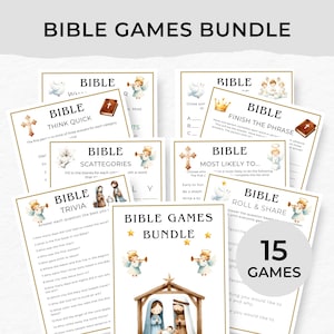 Bible Games Bundle | Christian Printables | Bible Trivia | Left Right Game | Youth Group Activities | Pdf Instant Download | Church Games