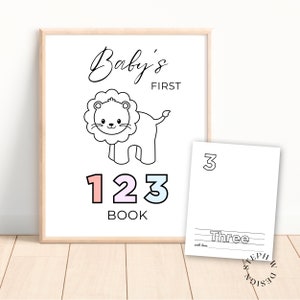 Blank Numbers Coloring Pages | Diy Numbers Book | Instant Download | Baby&#39;S First 123 Book | Baby Shower Activities | First Abc Book