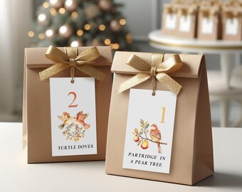 12 Days Of Christmas Gift Tags | 12 Days Of Christmas Cards | Twelve Days Of Christmas Gift Tags | Holiday Countdown