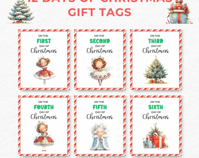 12 Days of Christmas Tags, Christmas Countdown Tags, Snackmas Neighbor ...