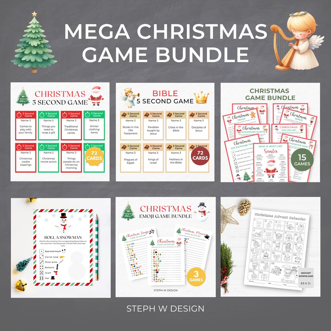 Mega Christmas Game Bundle, Printable Holiday Games for Family Fun ...
