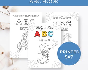 Printed 5x7 Western Cowboy ABC Book, Baby Shower ABC Book, Fun Coloring Book for Kids, Baby Shower Coloring Book, Rodeo Baby Shower