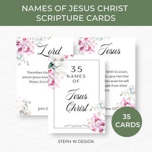 Cartões com os nomes de Jesus, versículos bíblicos para imprimir, incentivo cristão, presentes baseados na fé, cartões com versículos bíblicos, afirmação cristã