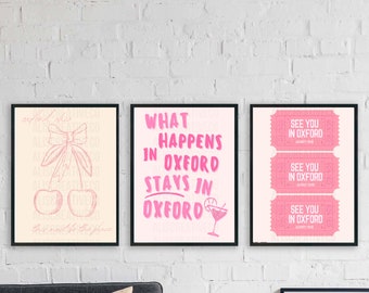 SET OF 3 Oxford Ohio Miami University Poster Prints