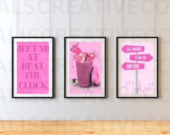 SET OF 3 Pink Oxford Ohio Miami University Poster Prints