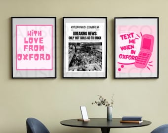 SET of 3 Oxford Ohio Miami University Redhawks Poster Prints