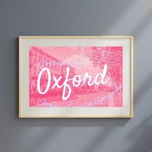 Greetings from Miami University Postcard Oxford Ohio Dorm Decor Preppy Pink Poster Print