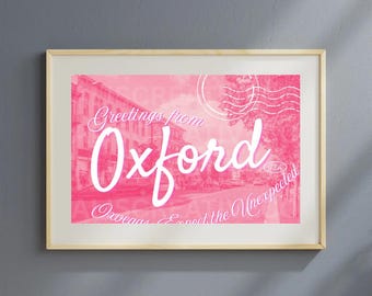 Greetings from Miami University Postcard Oxford Ohio Dorm Decor Preppy Pink Poster Print