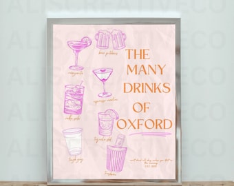 Many Drinks of Oxford Ohio Miami University Preppy Print