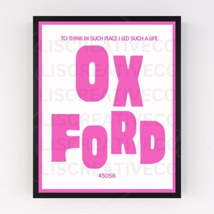 Oxford Ohio Miami University Preppy Print Poster