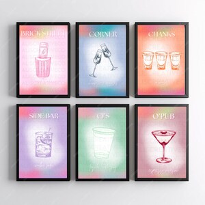 Miami University Oxford Ohio Set of 6 College Town Bar Preppy Digital Prints