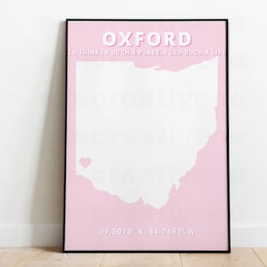 Oxford Ohio Miami University College Town Digital Print Decor Poster