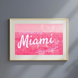 Greetings from Postcard Oxford Ohio Dorm Decor Preppy Pink Miami University Poster Print