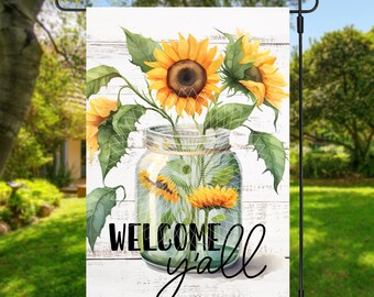 12x18 Garden Flag Sublimation Design, Sunflowers, Welcome Y'all,  Digital Design, PNG