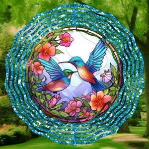 Sublimation Wind Spinner PNG, Wind Spinner Design, Hummingbird and Flowers, Digital Download