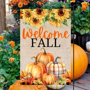 12x18 Garden Flag Sublimation Design, Welcome Fall, Fall Garden Flag, Digital Design, PNG