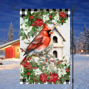 12x18 Garten Flagge Sublimation Design, Weihnachtskardinal Willkommen, Digital Design, PNG