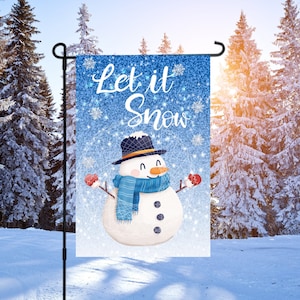 12x18 Garden Flag Sublimation Design, Winter Snowman, Digital Design, PNG
