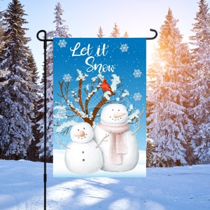 12x18 Garden Flag Sublimation Design, Winter Snowmen, Digital Design, PNG
