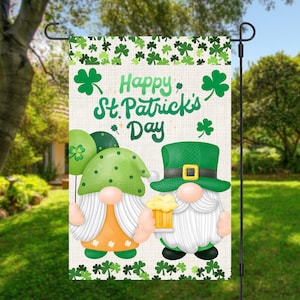 Sublimeringsdesign för trädgårdsflagga 12x18, Glad Saint Patrick's Day-tomtar, digital design, PNG