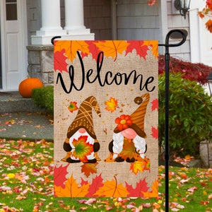 12x18 Garden Flag Sublimation Design, Fall Welcome Gnomes , Digital Design, PNG