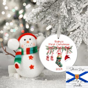 Baby&#39;s First Christmas 2024 Ornament Design, Round Ornament Sublimation PNG, Instant Digital Download, Personalized Baby Ornament Design