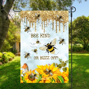 12x18 Garden Flag Sublimation Design, Sunflowers Bees and Glitter Digital Design, PNG