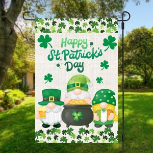 12x18 Garden Flag Sublimation Design, Saint Patrick&#39;s Day Gnomes , Digital Design, PNG