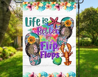 12x18 Garden Flag Sublimation Design, Life Is Better In Flip Flops, Summer Flag, Digital Design, PNG