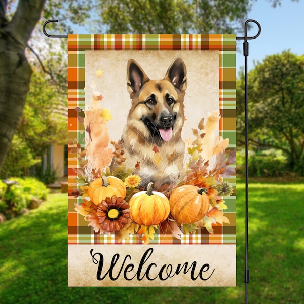 12x18 Garden Flag Sublimation Design, Fall Flag, Welcome Flag, German Shepherd Garden Flag, Digital Design, PNG