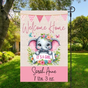 12x18 Garden Flag Sublimation Design, It&#39;s a Girl, Baby Welcome Flag , Welcome Home Baby Girl, Digital Design, PNG