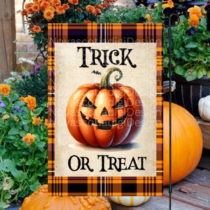 12x18 Garden Flag. Sublimation Design, Trick Or Treat, Halloween Welcome Flag, Halloween Pumpkin Flag, Digital Design, Fall Garden Flag, PNG