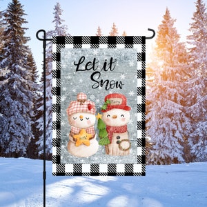 12x18 Garden Flag Sublimation Design, Winter Snowmen, Digital Design, PNG